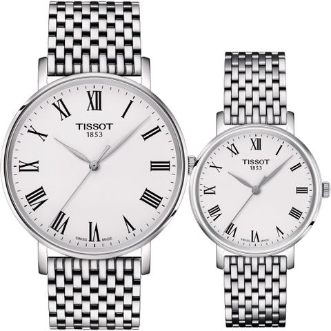 TISSOT 天梭 Everytime 羅馬經典情侶手錶 對錶 T1434101103300+T1432101103300