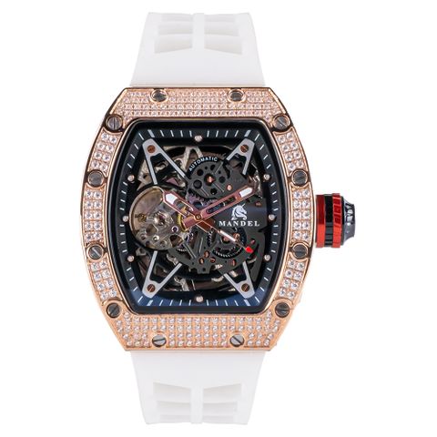 【MANDEL 曼德爾】尊爵滿鑽玫瑰金機械腕錶-MA321