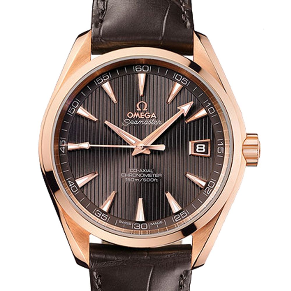 Omega   Aqua Terra 同軸擒縱150米玫瑰金皮帶腕表(231.53.42.21.06.001)x41.5mm