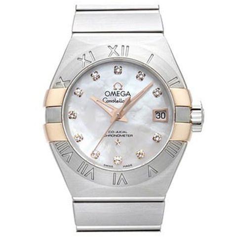 Omega 歐米茄 星座系列 同軸擒縱珍珠貝母18k玫瑰金鍊帶款(123.20.27.20.55.004)x27mm