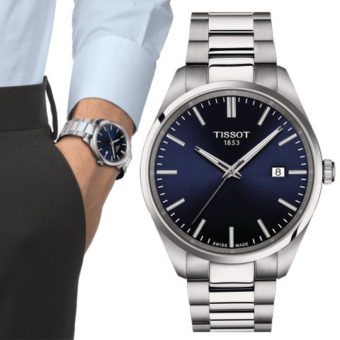 原廠公司貨，多重好禮TISSOT 天梭 官方授權 PR100 經典簡約紳士腕錶/藍X銀/40mm/T1504101104100