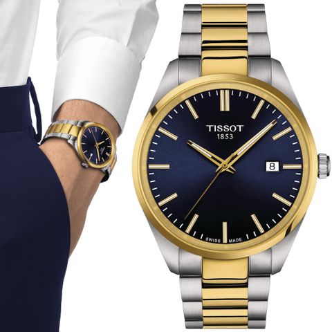 TISSOT 天梭錶 官方授權 PR 100 簡約時尚男錶-雙色40mm T1504102204100