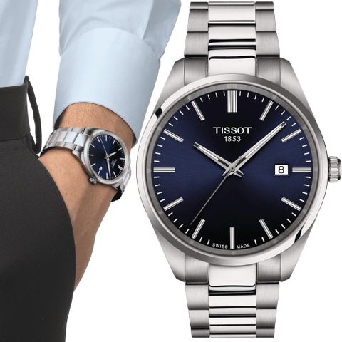 TISSOT 天梭錶官方授權 PR 100 簡約時尚男錶-T1504101104100/藍40mm
