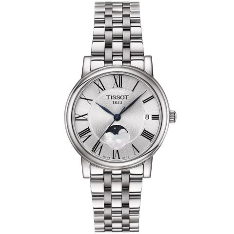 TISSOT 天梭 Carson 羅馬月相石英女錶-32mm T1222231103300