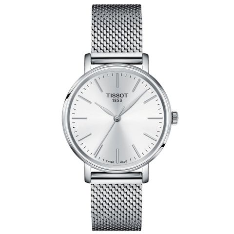 TISSOT 天梭 Everytime 經典雋永米蘭女錶-銀/34mm T1432101101100