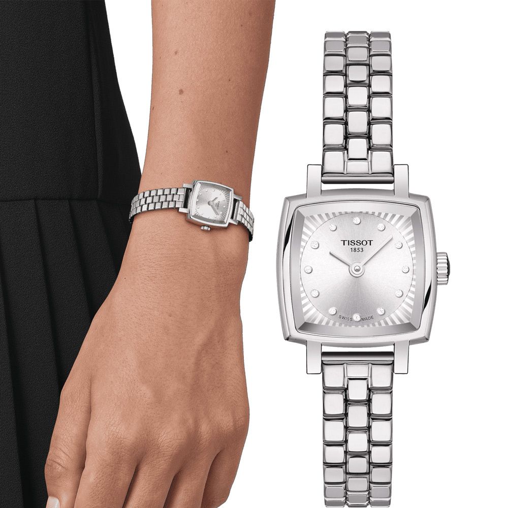 TISSOT 天梭   官方授權 LOVELY SQUARE 動人心弦雙針鑽石女錶-T0581091103601