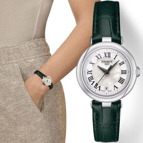 TISSOT 天梭 官方授權 BELLISSIMA 珍珠母貝羅馬石英女錶-26mm T1260101611302