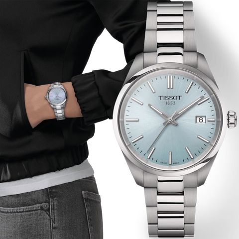 TISSOT 天梭 官方授權 PR100 簡約時尚女錶-冰川藍/34mm T1502101135100