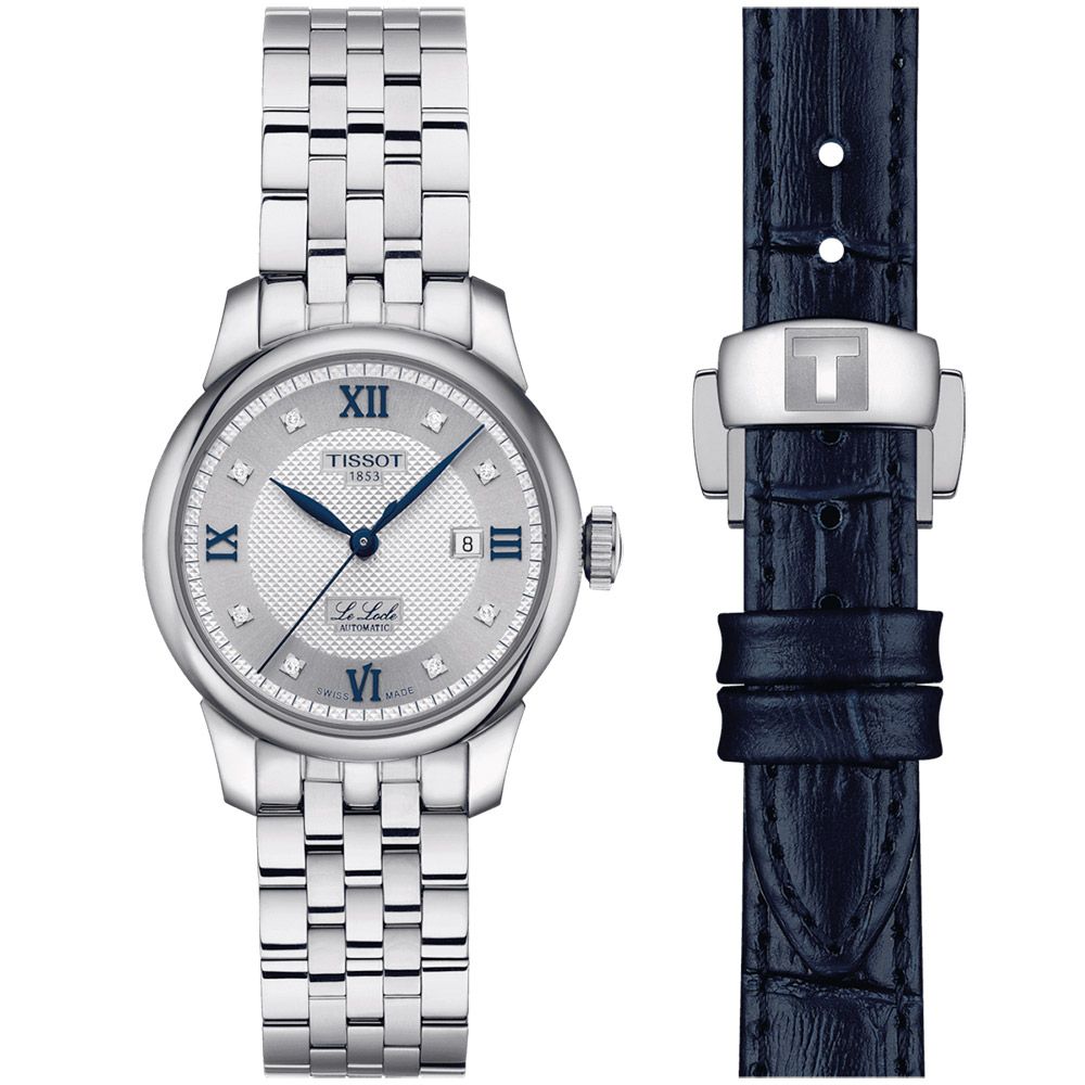 TISSOT 天梭 官方授權 Le Locle 20周年鑽石機械女錶-29mm 附贈原廠皮帶 T0062071103601