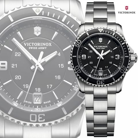 VICTORINOX 瑞士維氏 瑞士 Maverick Small 100米防水三針淑女腕錶-黑34mm(VISA-241701 防水100米)