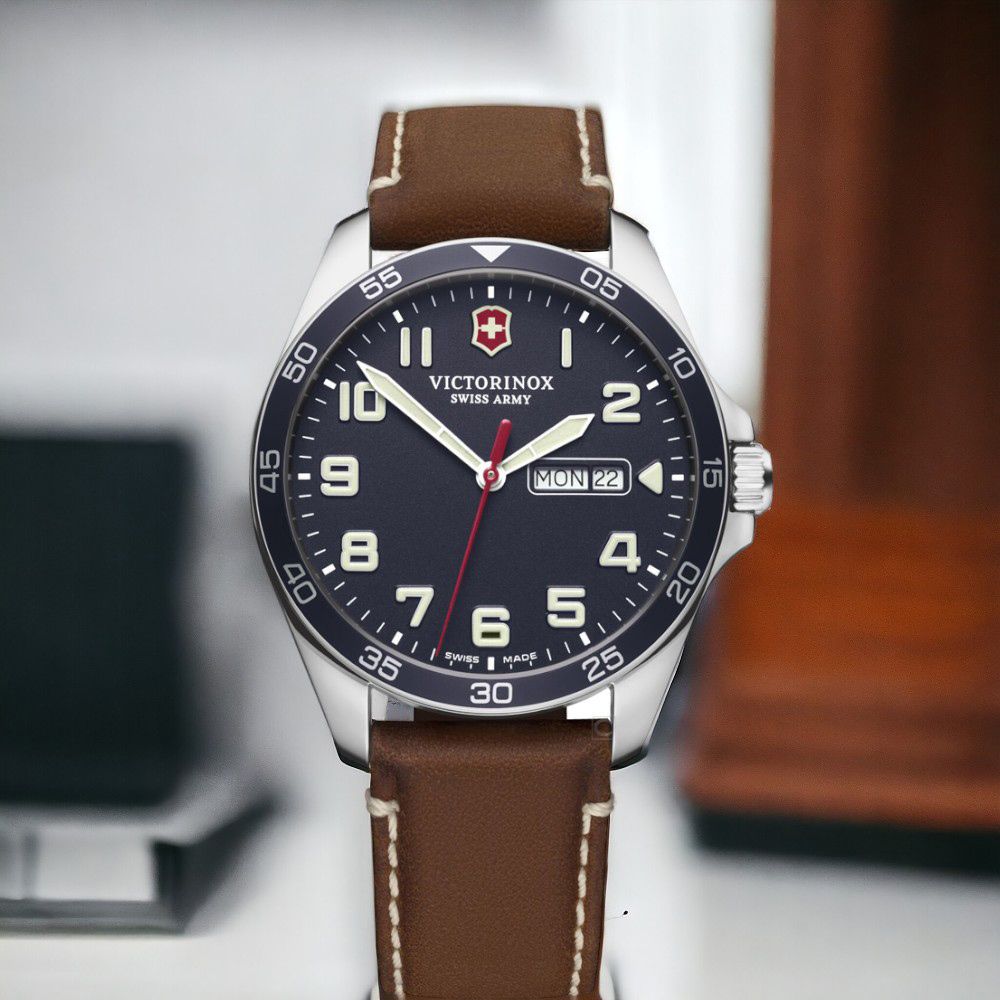 VICTORINOX 瑞士維氏  瑞士 Fieldforce時尚手錶 男錶 手錶 棕色 VISA-241848 藍