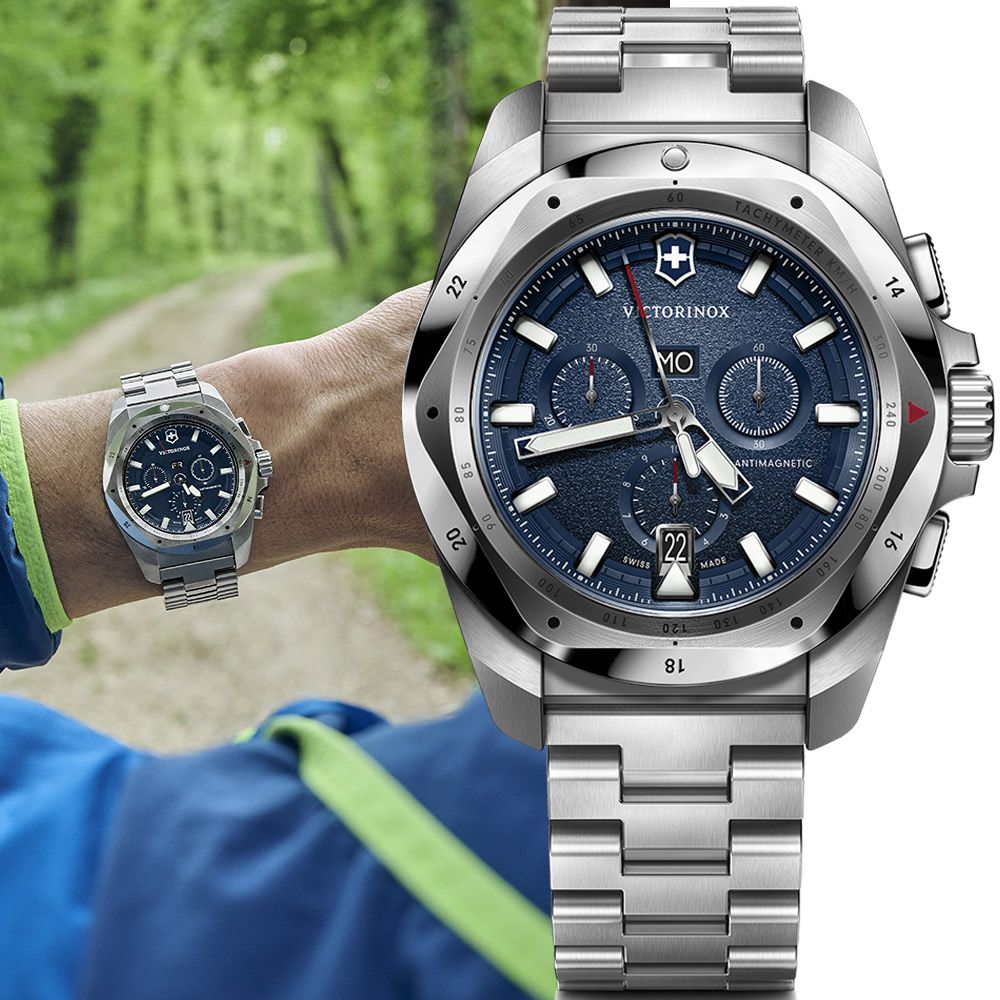 VICTORINOX 維氏  瑞士  I.N.O.X. Chrono 200米防水 計時功能 時尚腕錶 男錶 鋼錶帶-43mm/VISA-241985