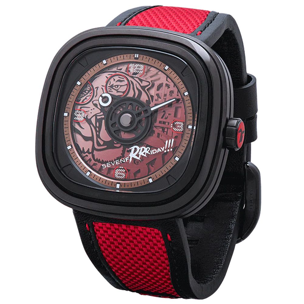 SEVENFRIDAY  T3/05 虎年限量版 自動上鍊機械錶-紅/45x45,6mm