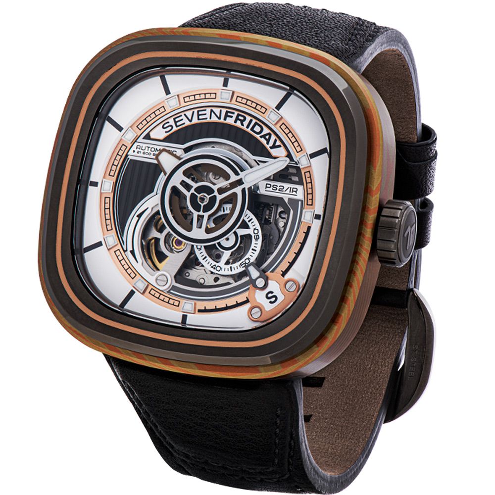 SEVENFRIDAY  PS2/02 大馬士革工法自動上鍊機械錶-黑色/47.6x47mm