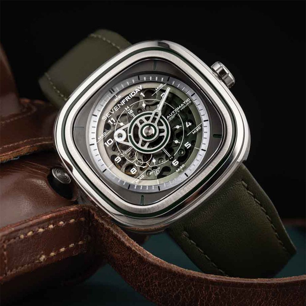 SEVENFRIDAY  T系列 軍綠色漸層機械錶-45mm(T1/06)