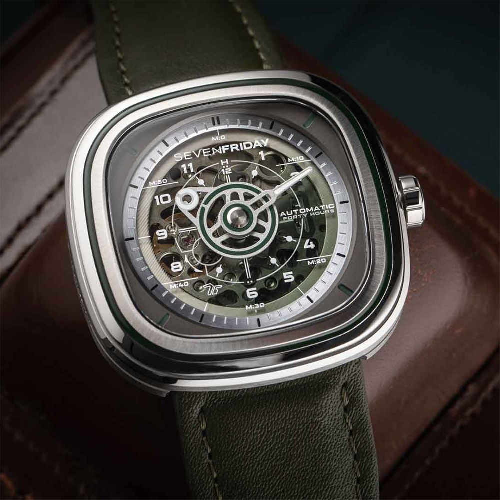 SEVENFRIDAY  T系列 軍綠色漸層機械錶-45mm(T1/06)