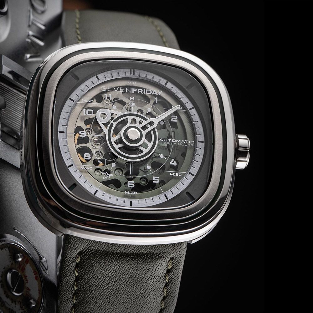 SEVENFRIDAY  T系列 軍綠色漸層機械錶-45mm(T1/06)