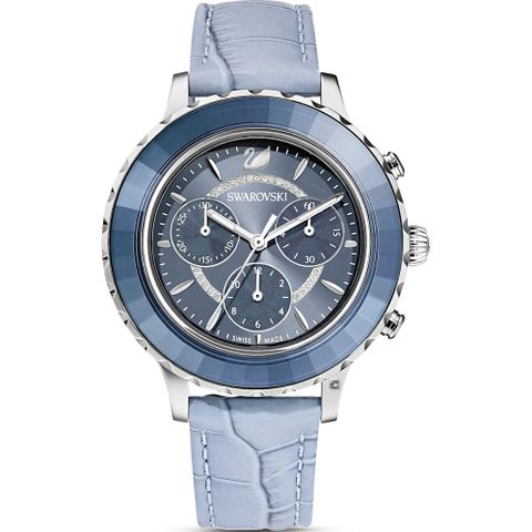 SWAROVSKI施華洛世奇 Octea Lux Chrono 冰川藍時尚計時腕錶-5580600