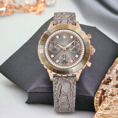 SWAROVSKI 施華洛世奇 Octea Chrono 可可色計時手錶-5671153