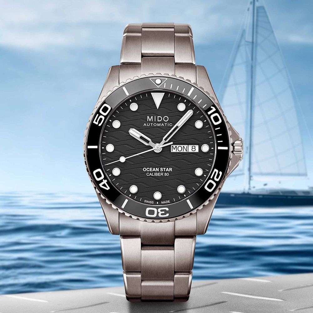 MIDO 美度Ocean Star 200C 鈦金屬海洋之星陶瓷圈潛水錶-黑/42.5mm