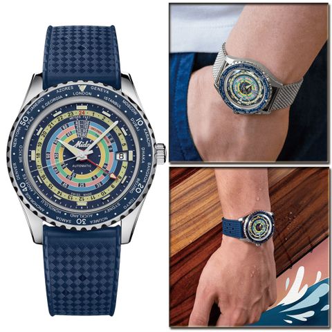 預購商品MIDO 美度錶 官方授權 OCEAN STAR 復古雙時區潛水機械腕錶-M0268291704100