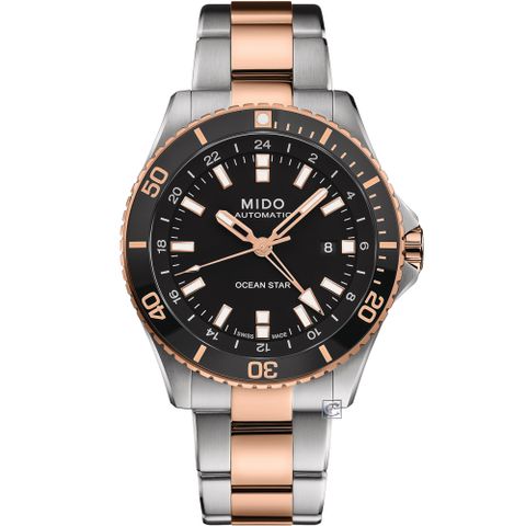 MIDO 美度 官方授權經銷商 Ocean Star 海洋之星 GMT 200米潛水機械錶(M0266292205100)44mm/雙色
