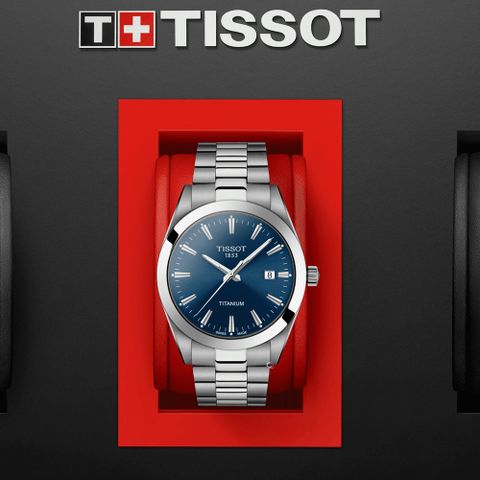TISSOT 天梭 官方授權 GENTLEMAN 鈦金屬 紳士時尚男錶(T1274104404100)藍