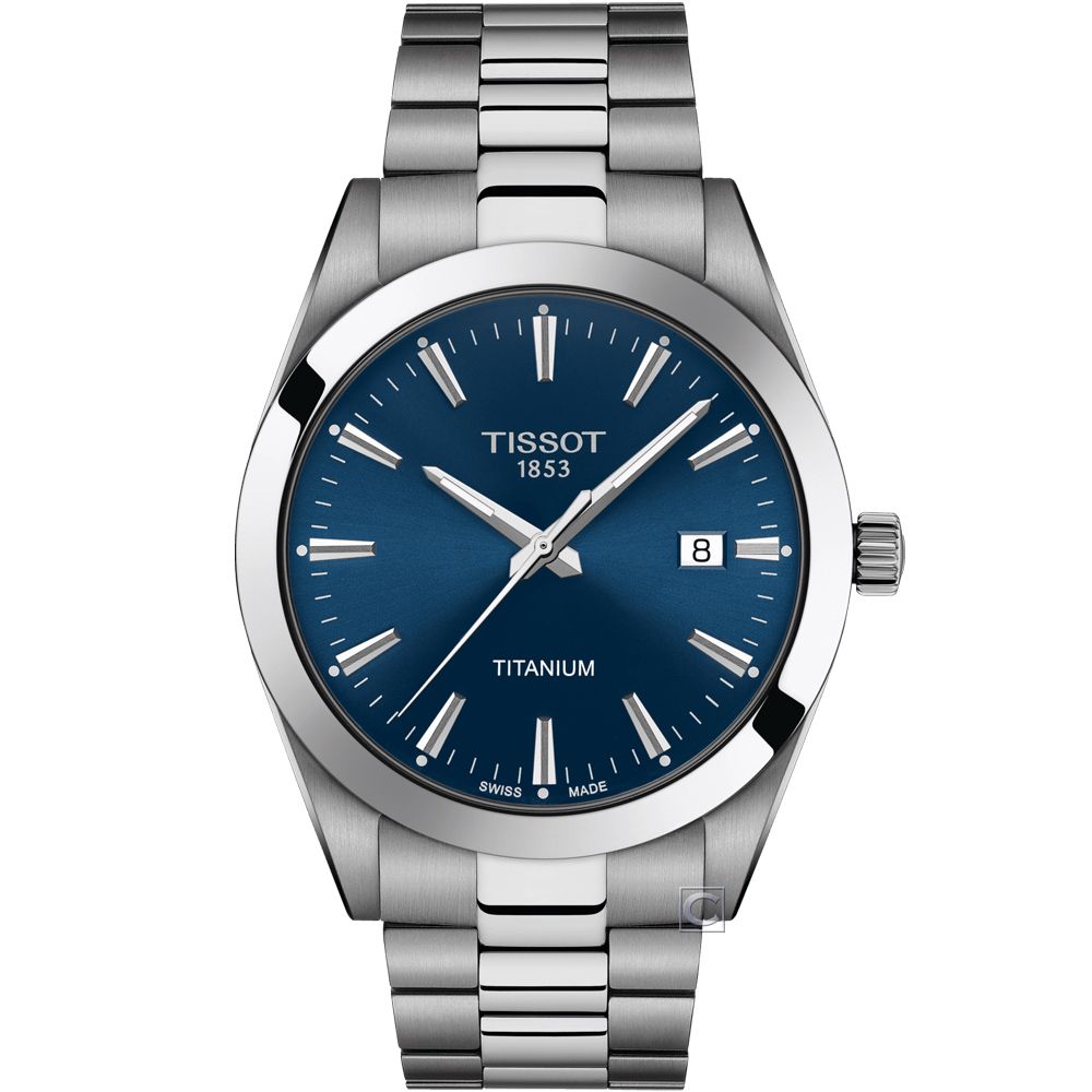 TISSOT 天梭   GENTLEMAN 鈦金屬 紳士時尚男錶(T1274104404100)藍