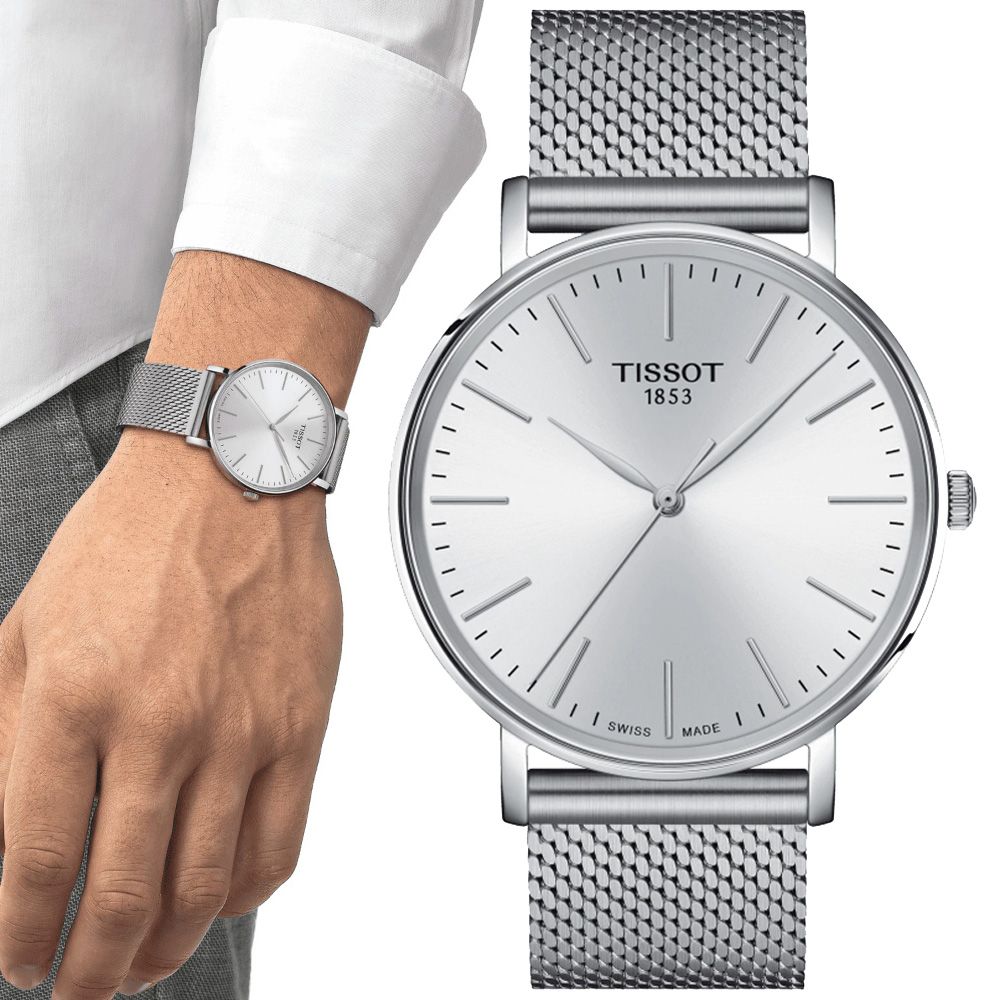 TISSOT 天梭 EVERYTIME 簡約經典腕錶 禮物推薦 送禮首選 40mm/T1434101101100