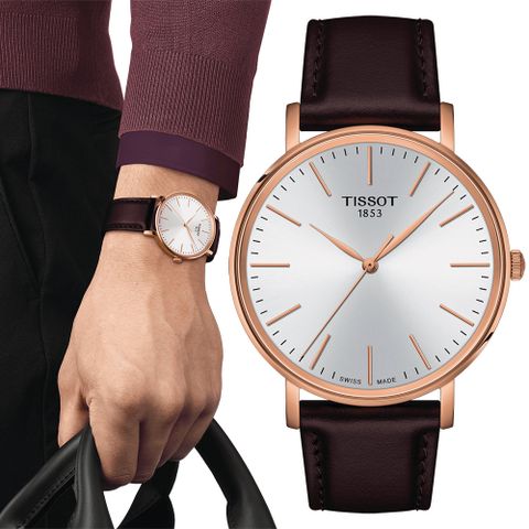 TISSOT 天梭 官方授權 Everytime 經典雋永時尚錶-T1434103601100/白X玫瑰金色 40mm