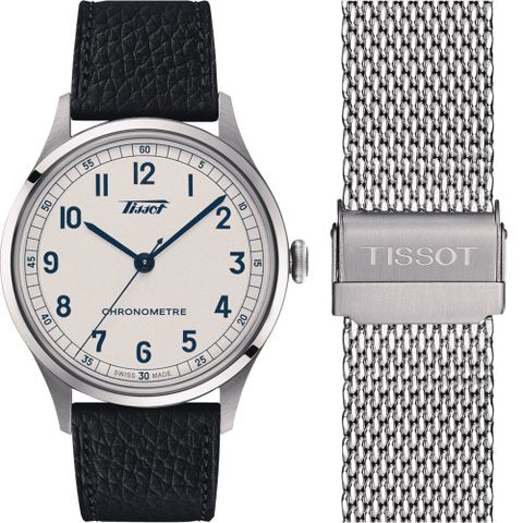 TISSOT 天梭 Heritage 1938 COSC 天文台認證機械錶-39mm 附贈米蘭錶帶 T142.464.16.032.00