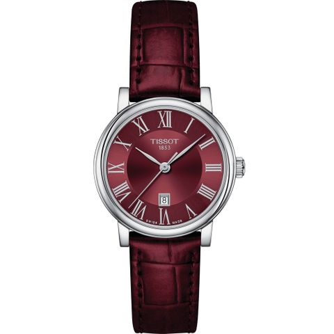 TISSOT 天梭 官方授權 T-Classic 都會品味時尚女錶 T1222101637300/紅色30mm