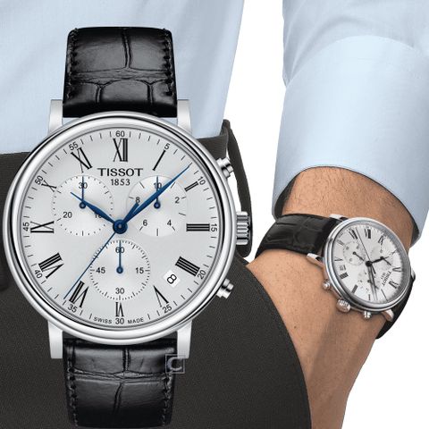 TISSOT 天梭 官方授權 T-Classic 系列 CARSON 羅馬時尚計時男錶(T1224171603300)41mm