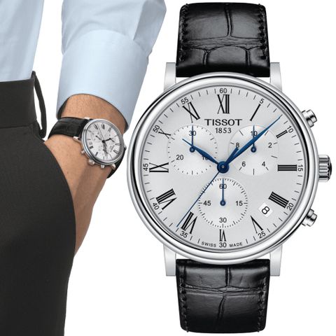 TISSOT 天梭 CARSON 經典計時石英腕錶 618 年中慶 禮物 T1224171603300 / T122.417.16.033.00