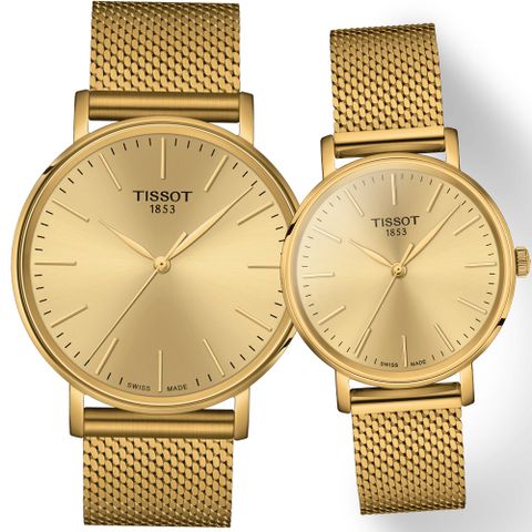 TISSOT 天梭 官方授權 Everytime 經典雋永時尚對錶-T1434103302100+T1432103302100