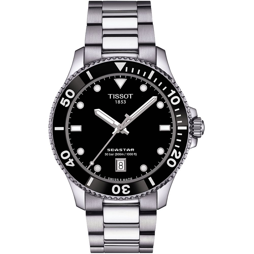 TISSOT 天梭   Seastar 1000海洋之星300米潛水對錶/黑 (T1204101105100+T1202101105100)