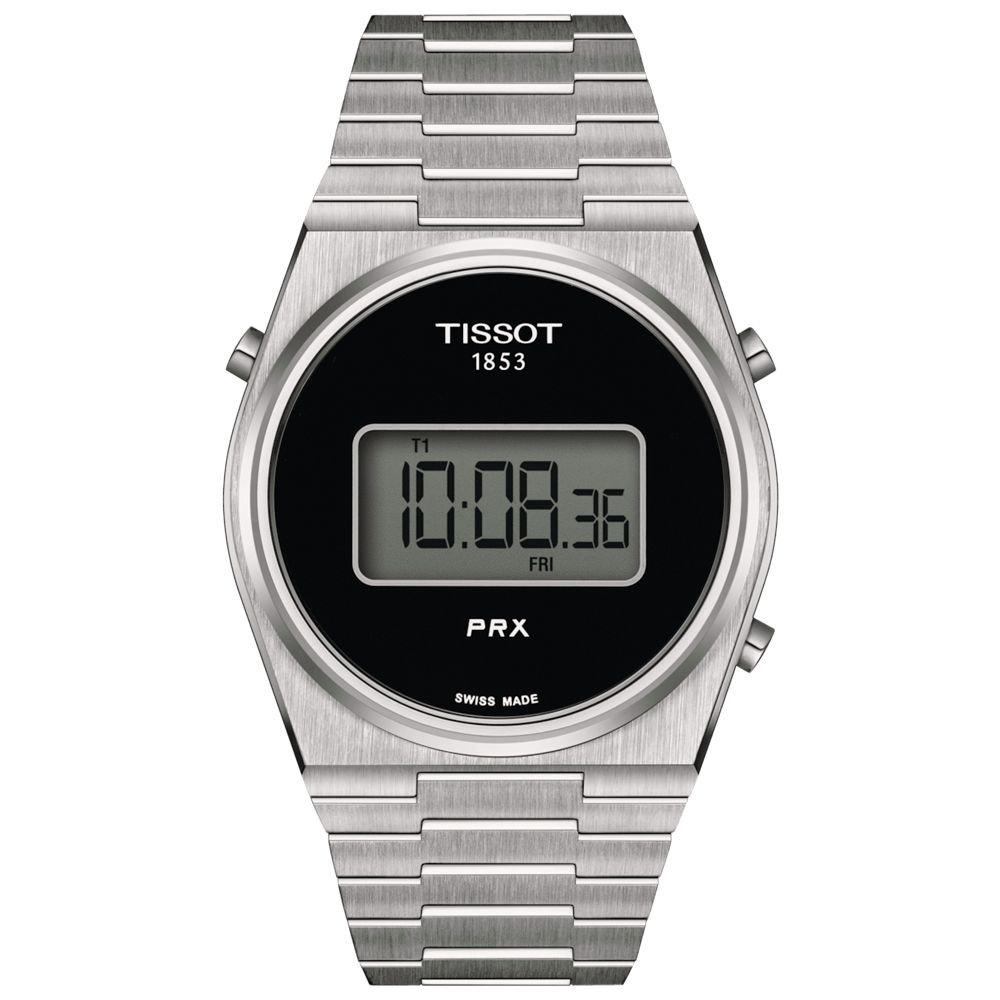 TISSOT 天梭 PRX Digital 數位石英對錶-黑 新年 送禮 推薦 / T1374631105000+T1372631105000