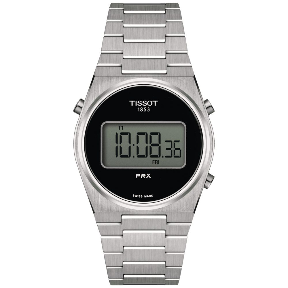 TISSOT 天梭 PRX Digital 數位石英對錶-黑 新年 送禮 推薦 / T1374631105000+T1372631105000