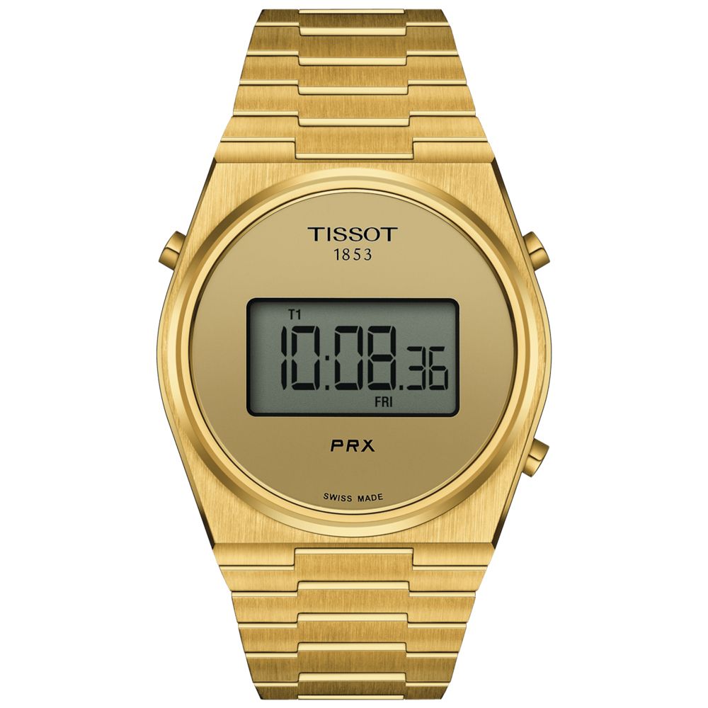 TISSOT 天梭 PRX Digital 數位石英對錶-金 雙11 特惠 T1374633302000+T1372633302000