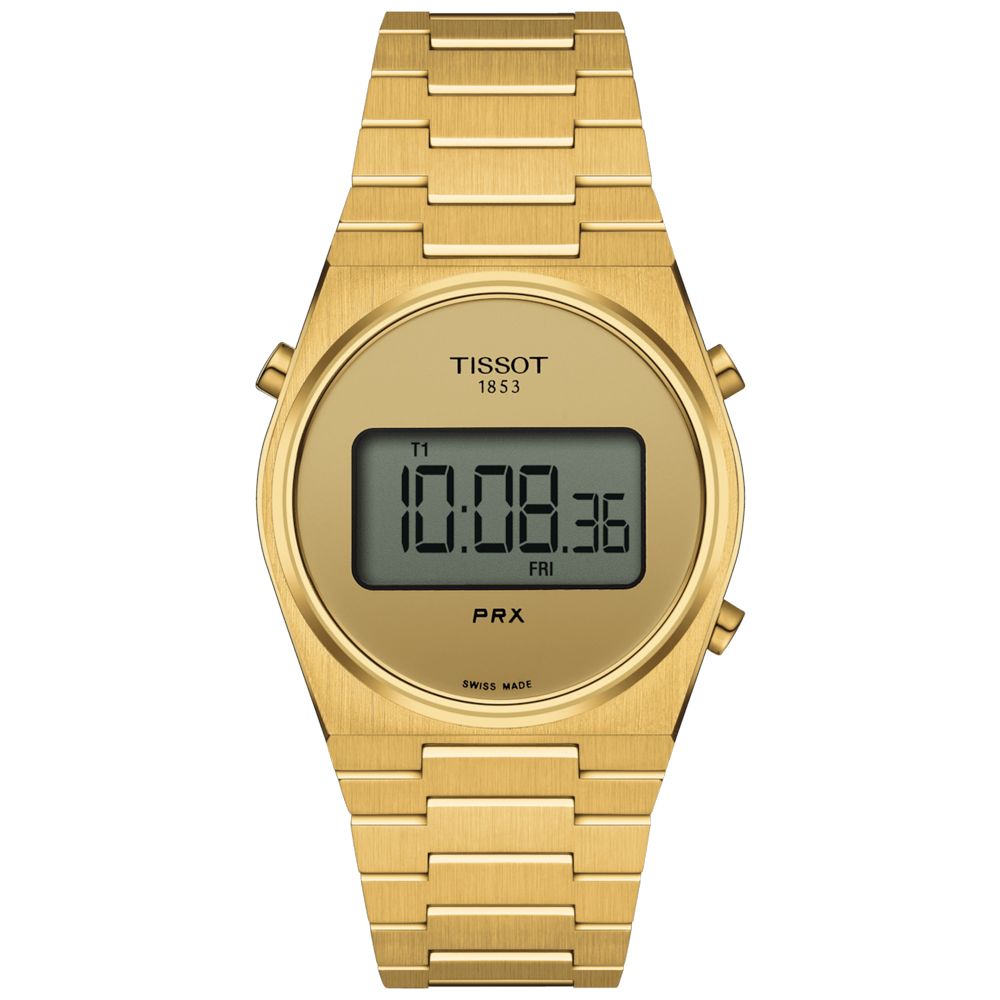 TISSOT 天梭 PRX Digital 數位石英對錶-金 雙11 特惠 T1374633302000+T1372633302000