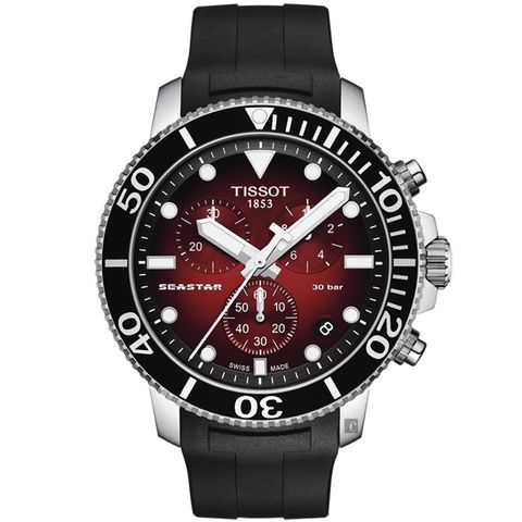 母親感恩月▼送禮推薦TISSOT 天梭 Seastar 1000 海洋之星300米潛水石英計時手錶-紅/45.5mm T1204171742100