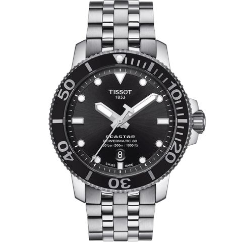 TISSOT 天梭 官方授權 SEASTAR 1000 海星潛水機械錶(T1204071105100)43mm
