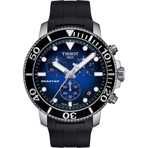 618購物節★送好禮TISSOT 天梭 Seastar 1000 海洋之星300米潛水計時錶-藍x黑/45mm T1204171704100