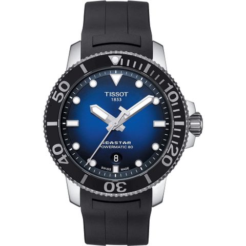 母親感恩月▼送禮推薦TISSOT 天梭 Seastar 1000 海洋之星300米潛水機械錶-藍x黑/43mm T1204071704100