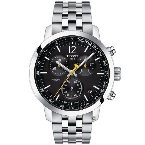 TISSOT 天梭 官方授權 T-Sport PRC 200 CHRONOGRAPH計時腕錶-T1144171105700/黑43mm