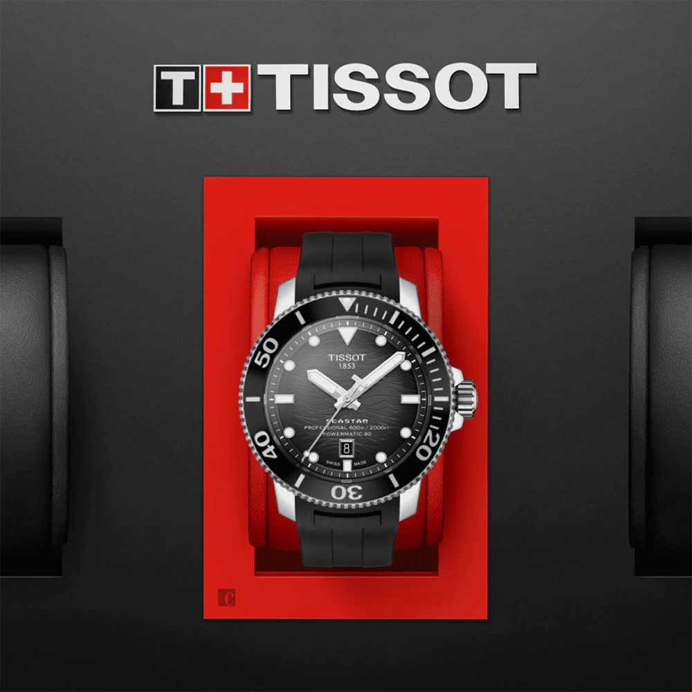 TISSOT 天梭 Seastar 2000 海洋之星600米潛水機械錶-黑/46mm T1206071744100