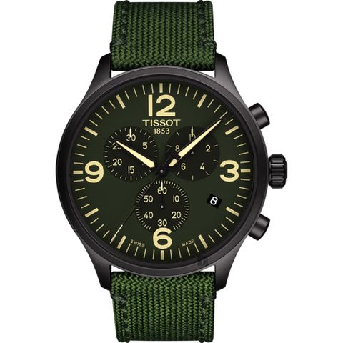 618購物節★送好禮TISSOT天梭 韻馳系列 Chrono XL計時手錶-綠x黑框/45mm T1166173709700