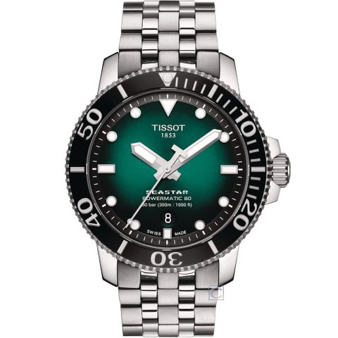 TISSOT 天梭 官方授權 Seastar 海星300米潛水機械錶(T1204071109101)綠