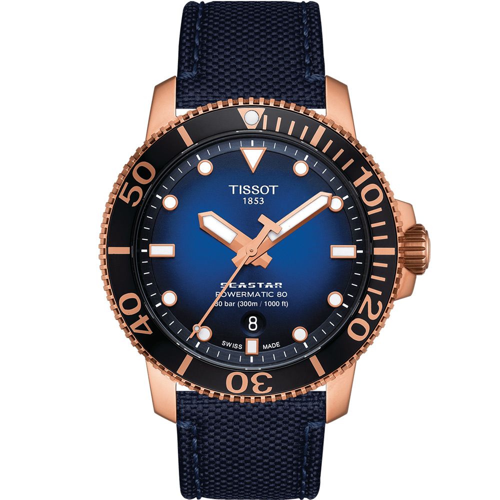 TISSOT 天梭   官方授權 Seastar 神祕藍海星300米潛水機械錶(T1204073704100)43mm