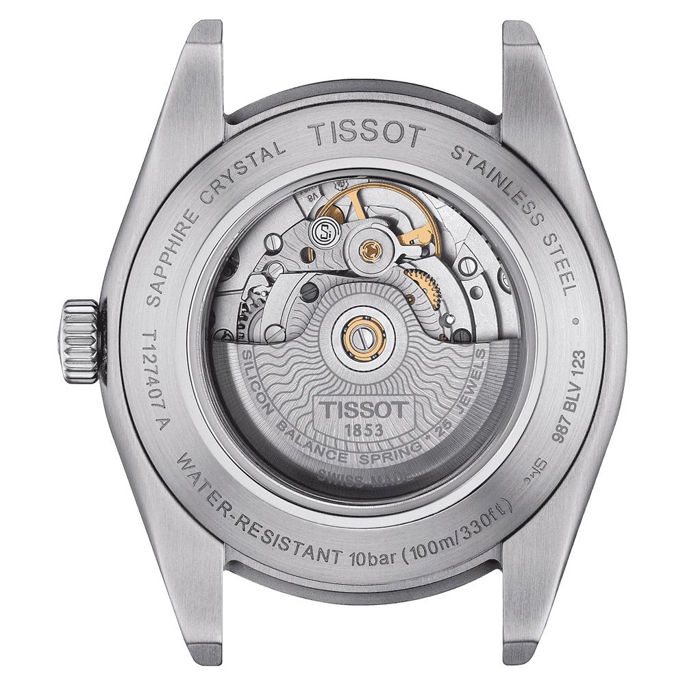 STAINLESSSAPPHIRE CRYSTALTISSOTT127407 ASILICONTISSOT1853ALANCESPRING WATER-RESISTANT 10 bar (100m/330ft)987 BLV 123